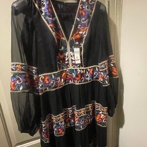 BCBGMaxAzria Black Dress with Multicolor Embroidery